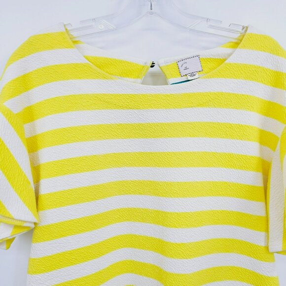 Postmark Ellie Top XS Yellow White Stripe Flutter Sleeve Scallop Bright Dopamine - Picture 4 of 10